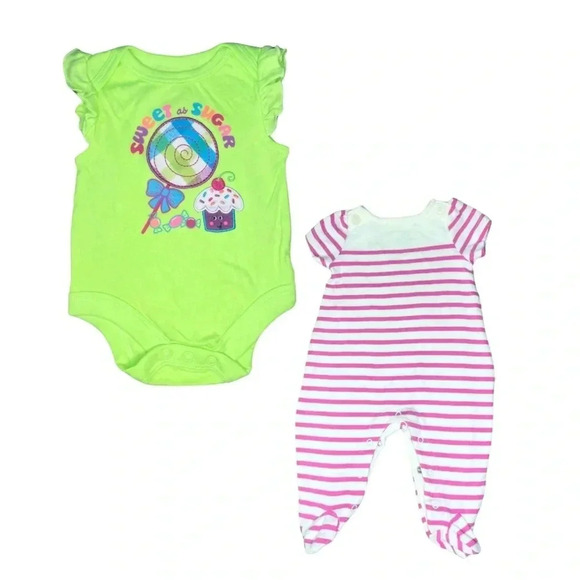 Vibrant Baby Bodysuit Onsie & Sleeper Set | “Sweet as Sugar” & Baby Gap Stripe - Picture 8 of 8